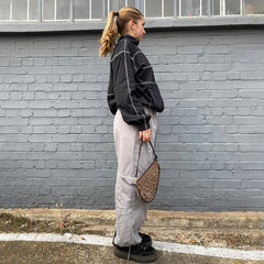 Stitch Detail Nylon Zip Up Jacket