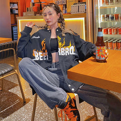 Retro Flame Varsity Jacket