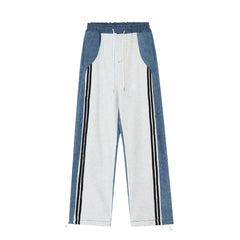 Patchwork Striped Boyfriend Jeans