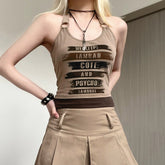 Patchwork Printed Halter Cropped Tank Top