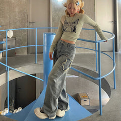 Vintage Wash Star Patch Boyfriend Jeans