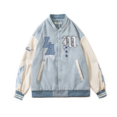 Vintage Embroidery Flame Varsity Jacket