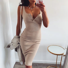 Sling U-neck sexy hip dress