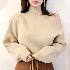 Strapless Halterneck Sweater Irregular Top