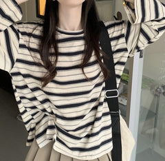 Vintage Striped Oversized Long Sleeve Tee