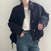 Solid Color Oversized Button Jacket
