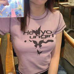 Aesthetic Butterfly Print Crop Top