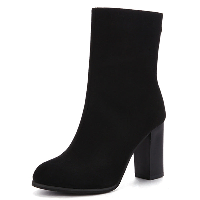 Back Zipper Pointed Toe Casual Mid-tube Women's Boots