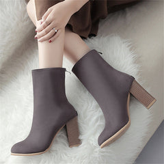 Back Zipper Pointed Toe Casual Mid-tube Women's Boots