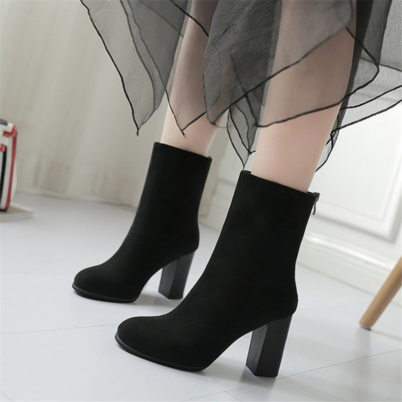 Back Zipper Pointed Toe Casual Mid-tube Women's Boots