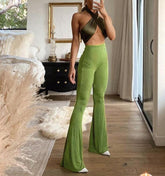 Vintage Sexy Fitness High Waist Rise Flare Pants