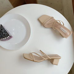 Square Head Thick Heel Sandals