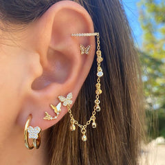 Mini Fashion Star Moon Butterfly Studs Earrings