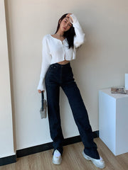 Wide Leg Mopping Pants With Slits