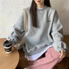 Letter Embroidery Oversized Sweatshirt