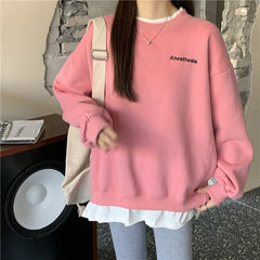 Letter Embroidery Oversized Sweatshirt