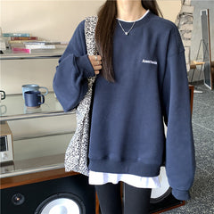 Letter Embroidery Oversized Sweatshirt