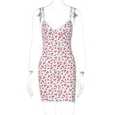 Sexy V-neck Lace Sling Print Temperament Dress