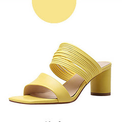 Fashion Lady's Block Heel Square Toe Sandals