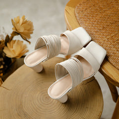 Fashion Lady's Block Heel Square Toe Sandals