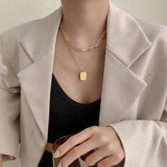 Punk Vintage Multi Layer Tag Pendant Necklace