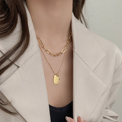 Punk Vintage Multi Layer Tag Pendant Necklace