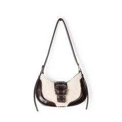 Buckled Strap Pu Leather Shoulder Bag