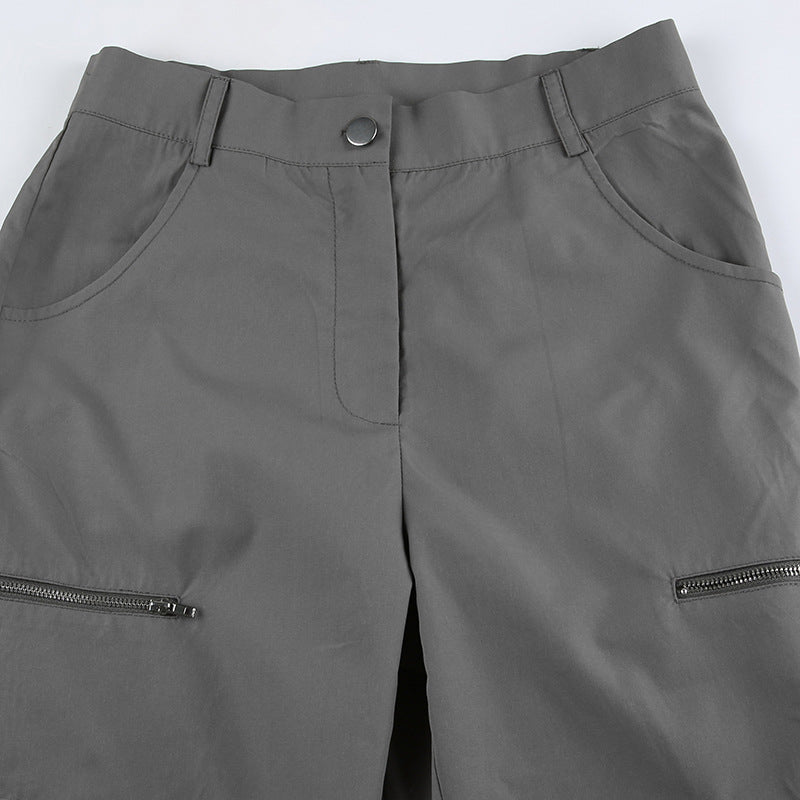 Zipper Pocket High Waist Cargo Pants