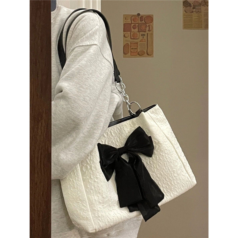 Aesthetic Bow Large Capacity Canvas Shoulder Bag