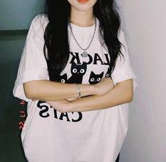 Cartoon Print Half Sleeve Oversized Tee