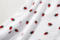 strawberries printed suspender long dress