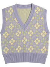 V Neck Lavender Argyle Sweater Vest