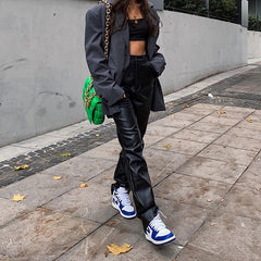 Wide Leg Leather Pants