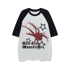 Vintage Spider Print Raglan Short Sleeve Tee