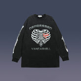 Loose Long-sleeved Retro Distressed Skull Love Print Sweatshirt