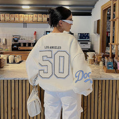 Letter Print Pullover Oversized Sweatshirt