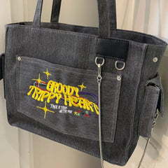 Vintage Washed Large Canvas Crossbody Bag