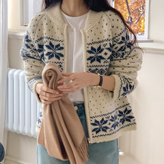 Aesthetic Snowflake Zip Up Cardigan