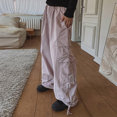 Ruched Parachute Baggy Cargo Pants