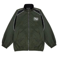 Logo Print Piping Details Oversized Jacket