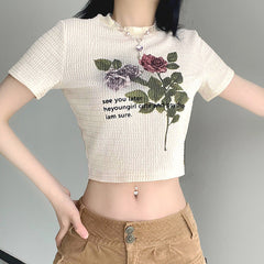 Vintage Floral Print Short Sleeve Tee