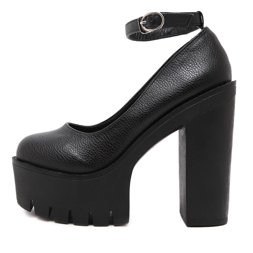 Thick-Heeled High Shoes