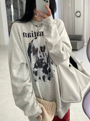 Puppy Print Loose Sweatshirt