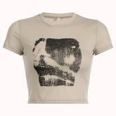 Printed Short Sleeve Crop Top