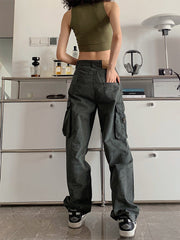 Zip Pocket Straight Leg Cargo Jeans