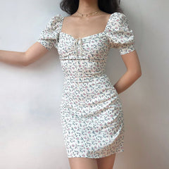 Ditsy Floral Short-Sleeve Mini Dress