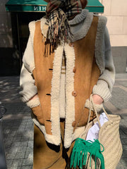 Reversible Lambswool Trim Sleeveless Jacket