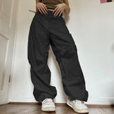 Vintage Solid Color Parachute Cargo Pants