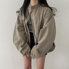 Oversized Zip Up Bomber Jacket