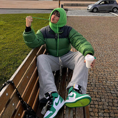 Color Block Zip Up Puffer Jacket